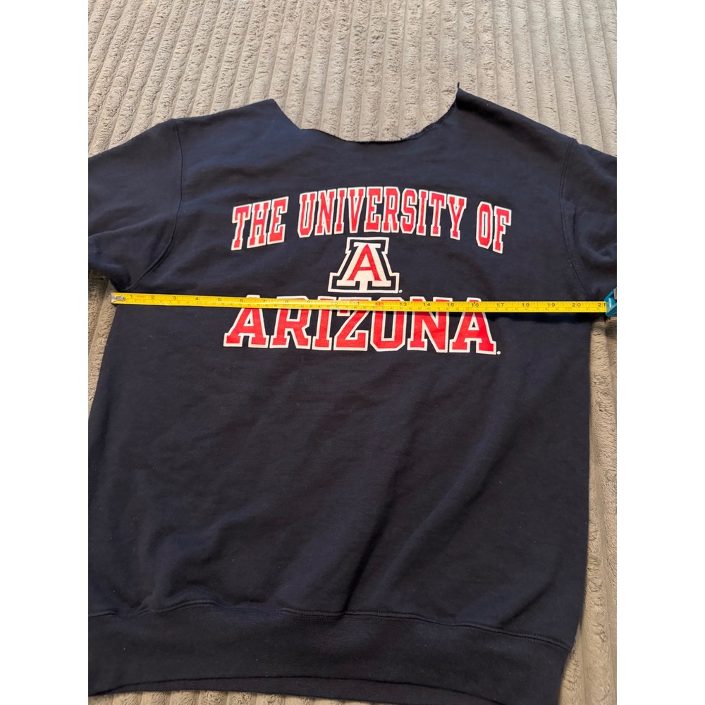 Champion University of Arizona Wildcats Sweatshirt Navy Blue Raw Cut Neckline - Picture 4 of 7